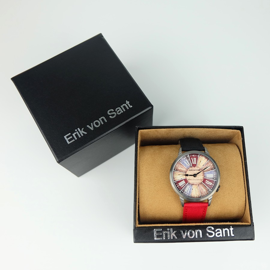 Đồng hồ nam Erik von Sant 003.006.F mặt tròn dây vải phối da 38mm