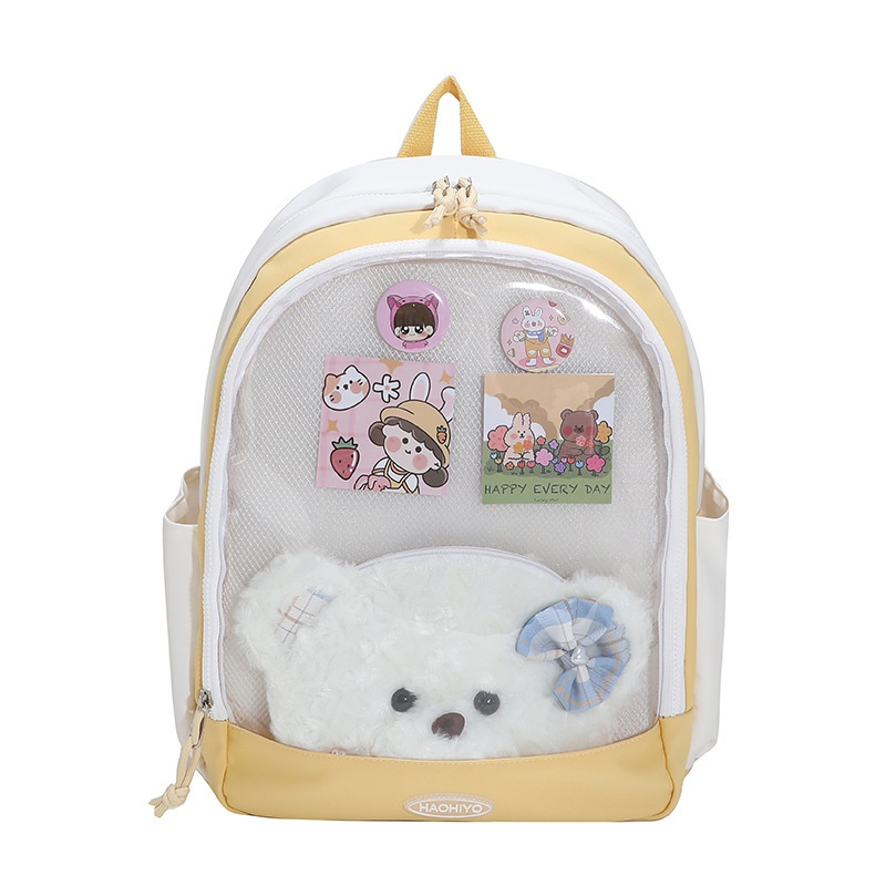 Ba Lô Đi Học Trong Suốt Sức Chứa Lớn Phong Cách Preppy Nhật Bản Dễ Phối Đồ Cho Nữ Sinh Trung Học