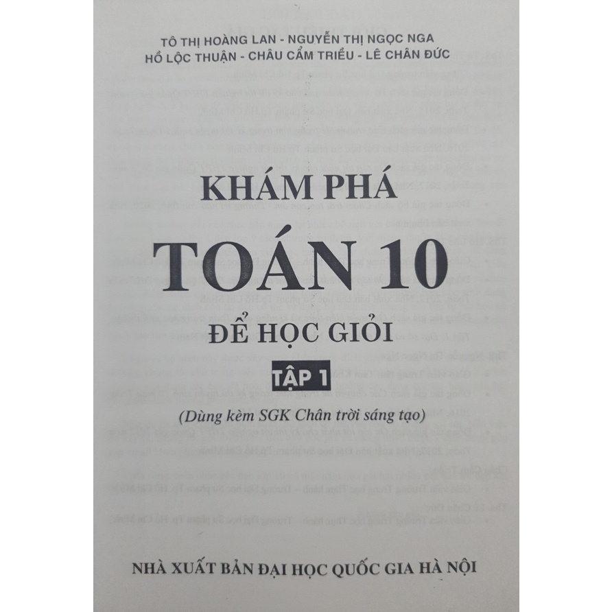 Sách - Khám phá Toán 10 Tập 2 - Để học giỏi (Dùng Kèm SGK Chân Trời Sáng Tạo)