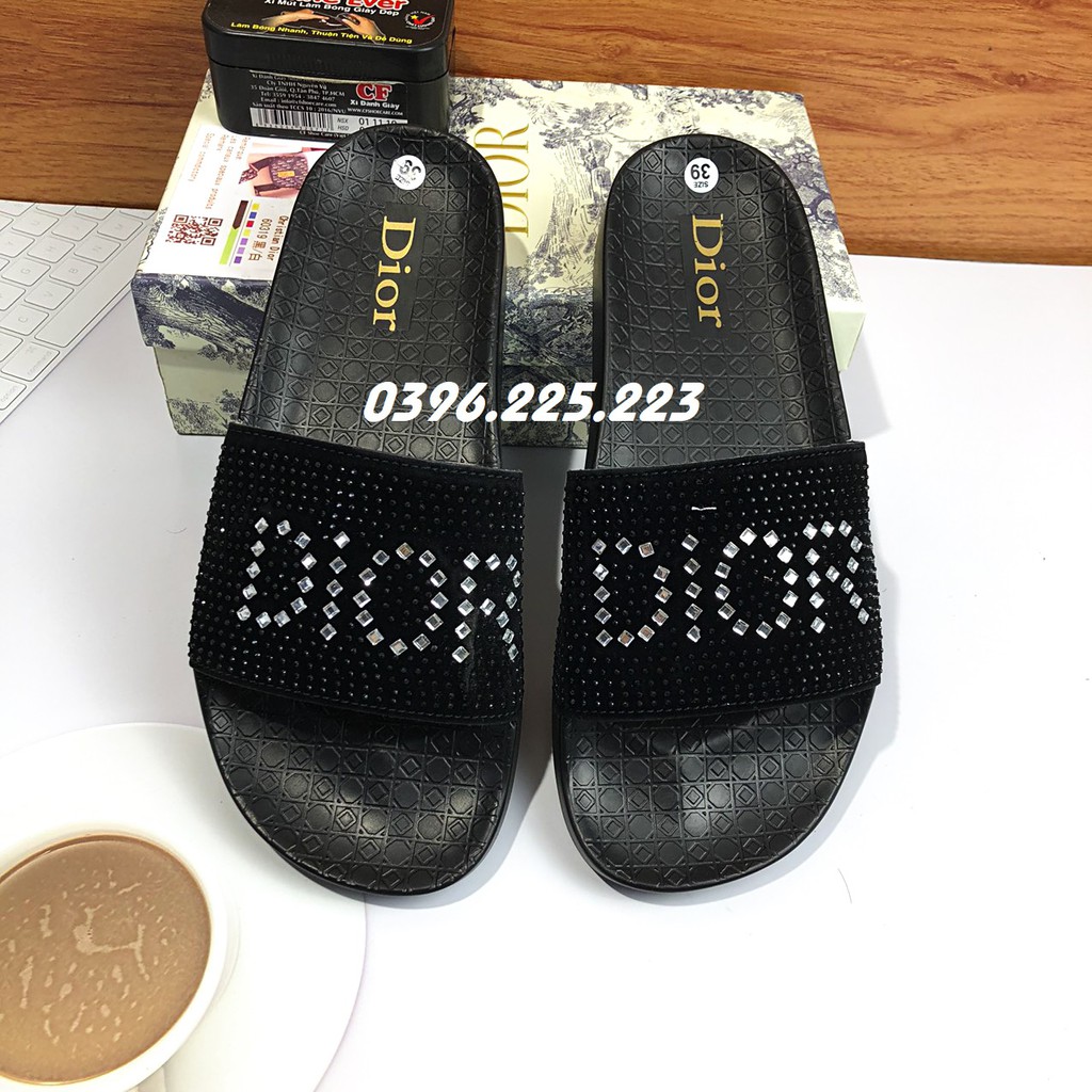 Dép nam ❤️FREESHIP❤️ Dép quai ngang LBB-DIOR màu đen đính đá