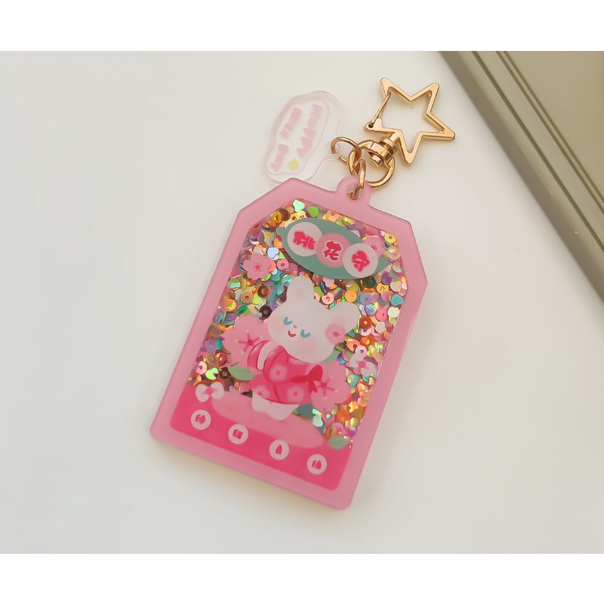 MÓC KHÓA SHAKER KIM TUYẾN ACRYLIC HÌNH TÚI OMAMORI PHONG CÁCH HOẠT HÌNH