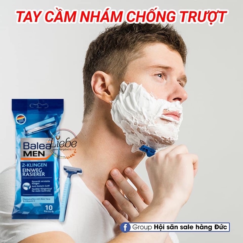 Dao cạo râu 2 lưỡi dùng 1 lần Balea Einwegrasierer 2-Klingen, 10 cái - [ Hàng Đức]