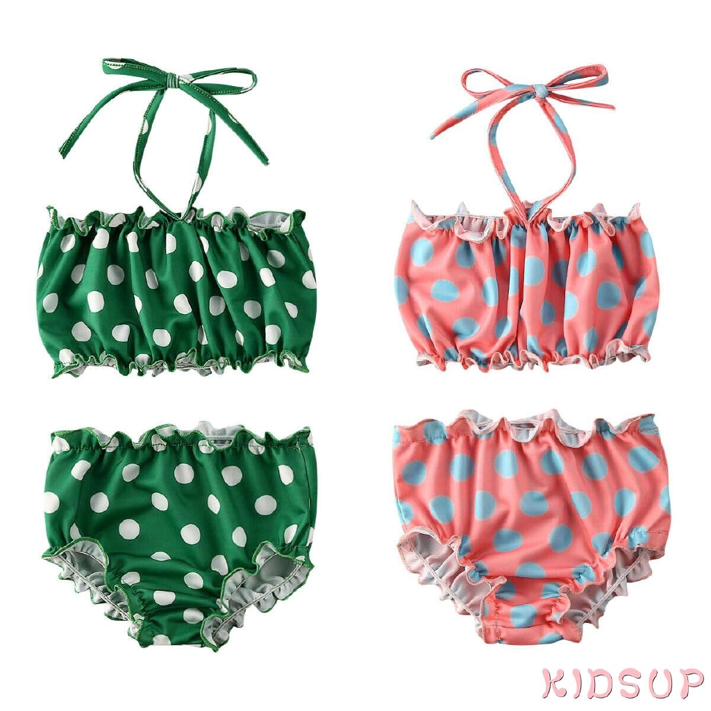 Set đồ bơi bikini họa tiết chấm bi xinh xắn cho bé gái