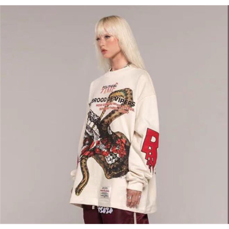 Hàng Bán Chạy RRR123 Áo Sweater Cotton Cổ Tròn Tay Dài In Phác Thảo Diper Wash Diper Unisex