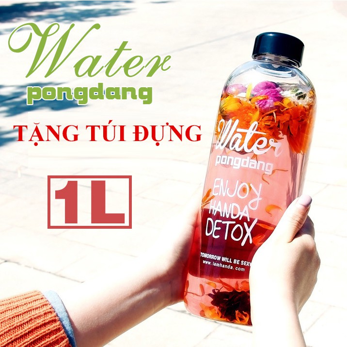 Bình Nước PONGDANG Detox 1000ml  ( TẶNG TÚI VẢI VINTAGE)