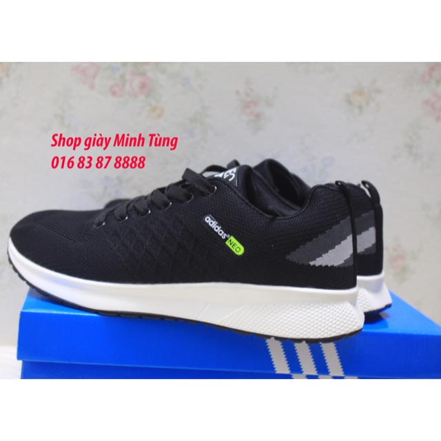 Giày thể thao nam Adidas Neo đen đế trắng ( hình thật + Video)