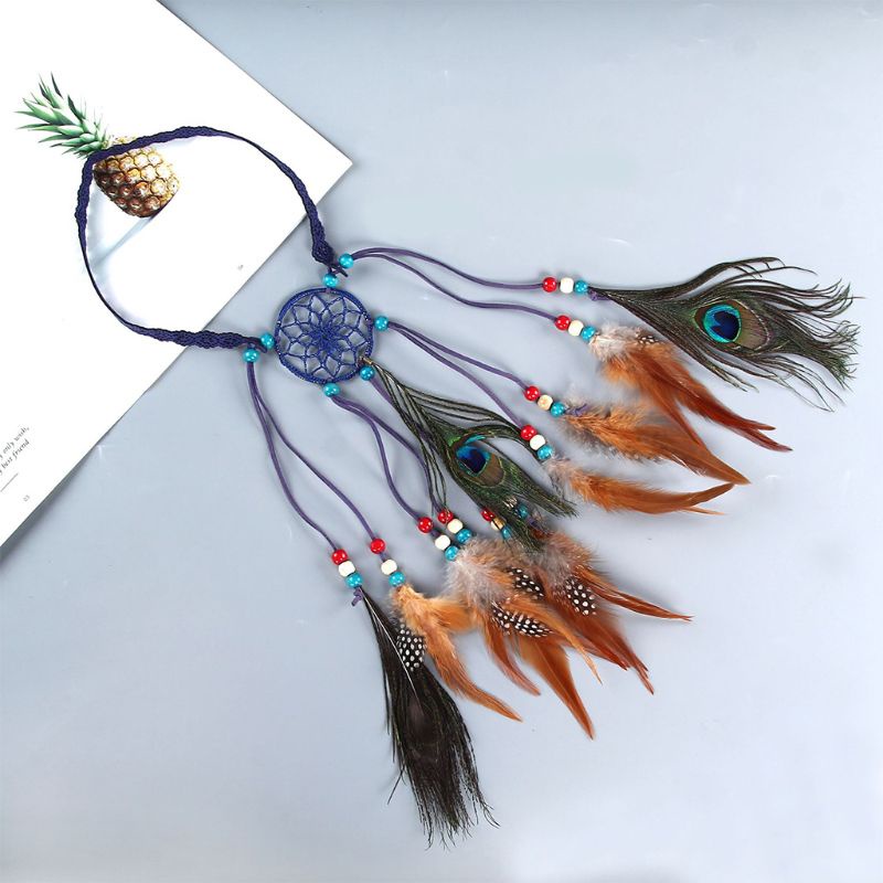 Flgo Băng Đô Dreamcatcher Đính Hạt Nhiều Màu Phong Cách Ấn Độ Bohemian Cho Nữ