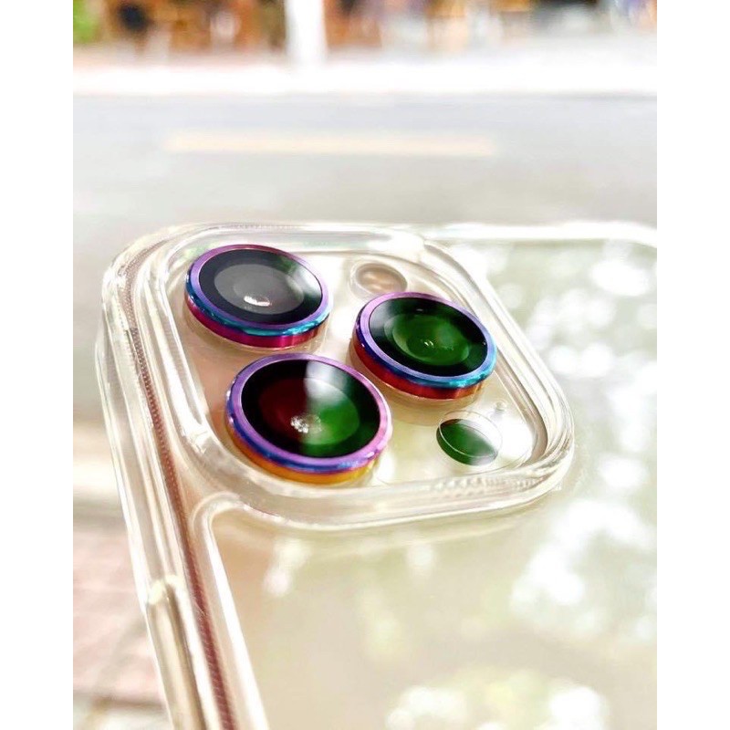 Viền camera dành cho iphone 11/11pro/11promax/12/12mini/12pro/12promax - Màu titan ánh 7 sắc cầu vòng- Bảo vệ mắt camera