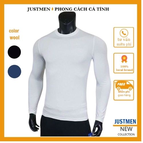 Áo giữ nhiệt nam thể thao tay dày, áo thun nam body mùa đông co giãn, giữ ấm, màu sắc trẻ trung và năng động JUST MEN