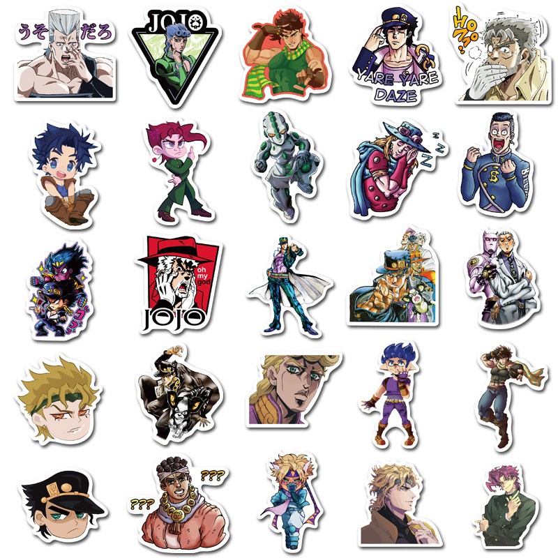 Bộ 50/ 25/ 10 Miếng dán pvc chống nước hóa trang anime Jojo Bizarre Adventure thích hợp cho Iphone