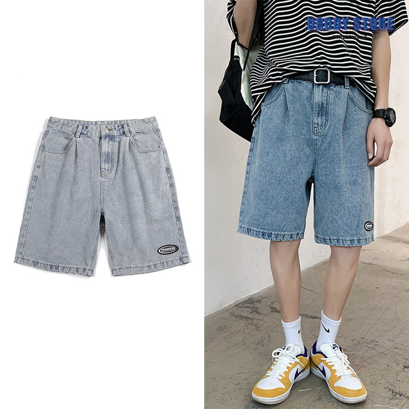 Quần short ống rộng, Quần đùi jean ống rộng unisex nam nữ phong cách Hàn Quốc