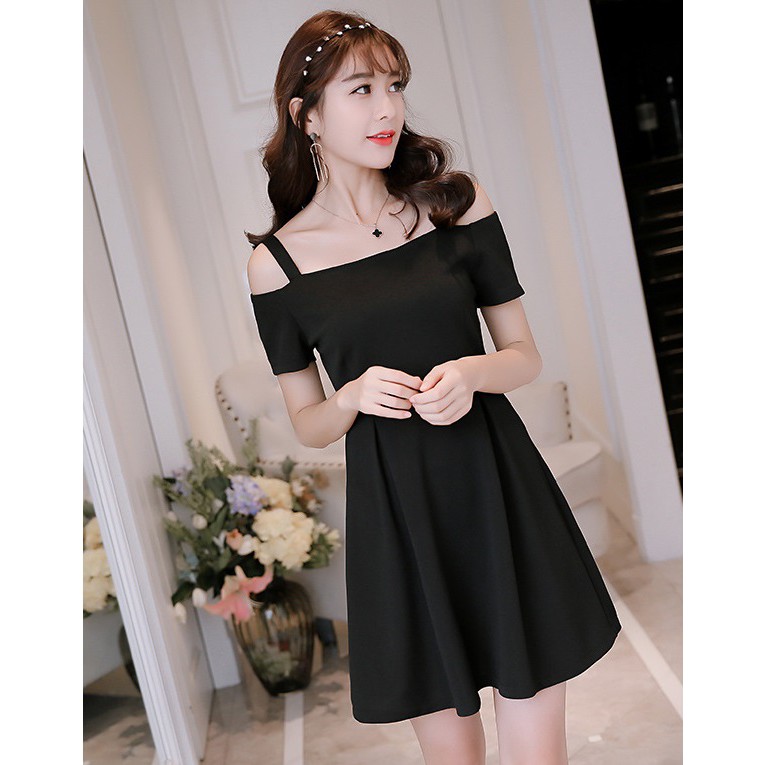 Đầm xòe nữ 2 dây, váy màu đỏ mặc tết dự tiệc cưới DA89
