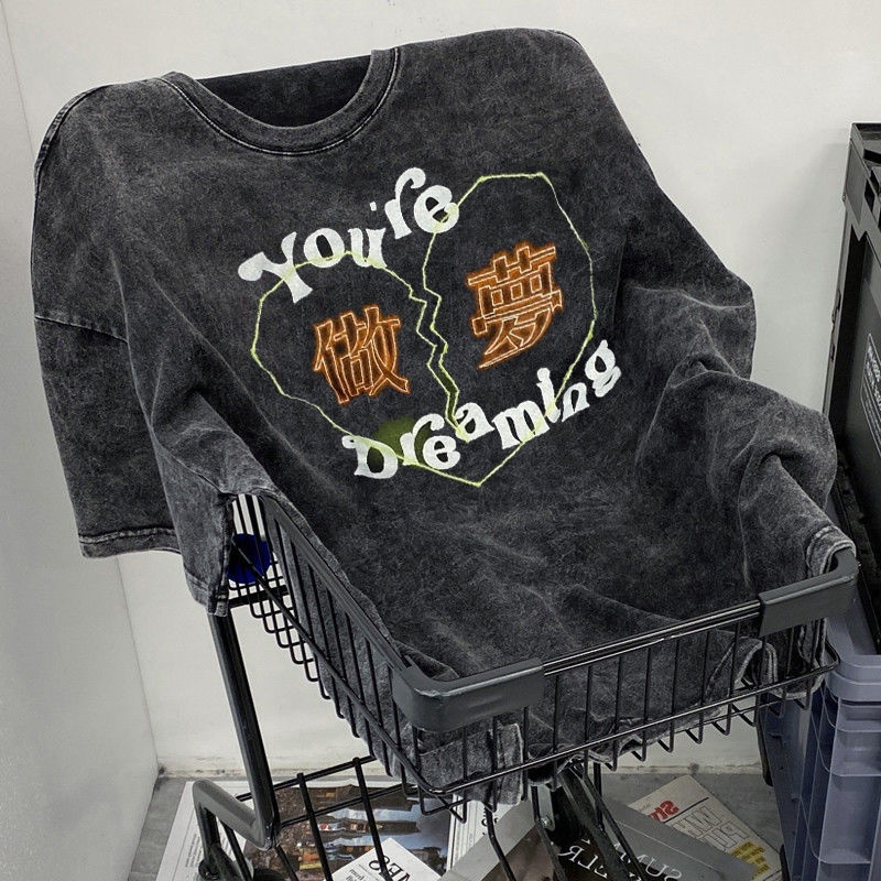 Áo Thun Ngắn Tay Phong Cách Hiphop Retro Đường Phố Cá Tính Cho Nam