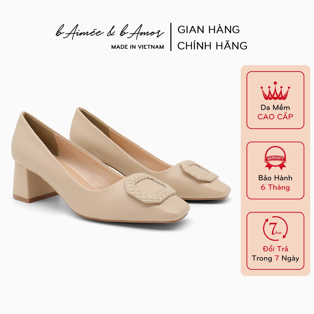 Giày cao gót nữ mũi vuông gót đế vuông cao 5p thời trang công sở hàn quốc đẹp cao cấp bAimée &amp; bAmor - MS1677