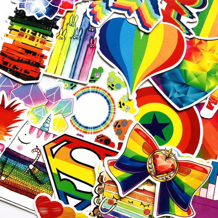 ❉ Ins - Rainbow Series 01 Giấy và decal dán tường ❉ 60Pcs/Set DIY Mixed Luggage Laptop Skateboard Decals Doodle Stickers