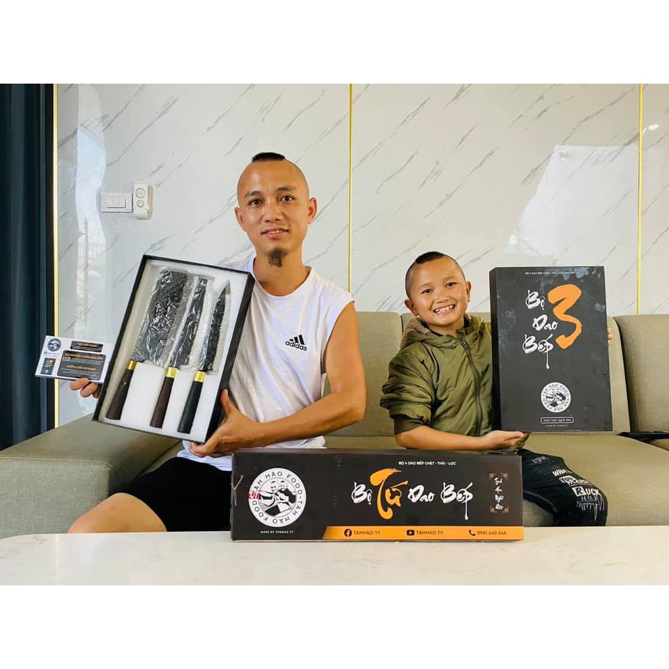 Bộ 4 Dao Bếp Đặc Biệt - Chuyên Chặt Các Loại Xương Cứng - Đóng Đinh Bọc Đồng Bảo Hành 6 Tháng Thương Hiệu Tammao Tv