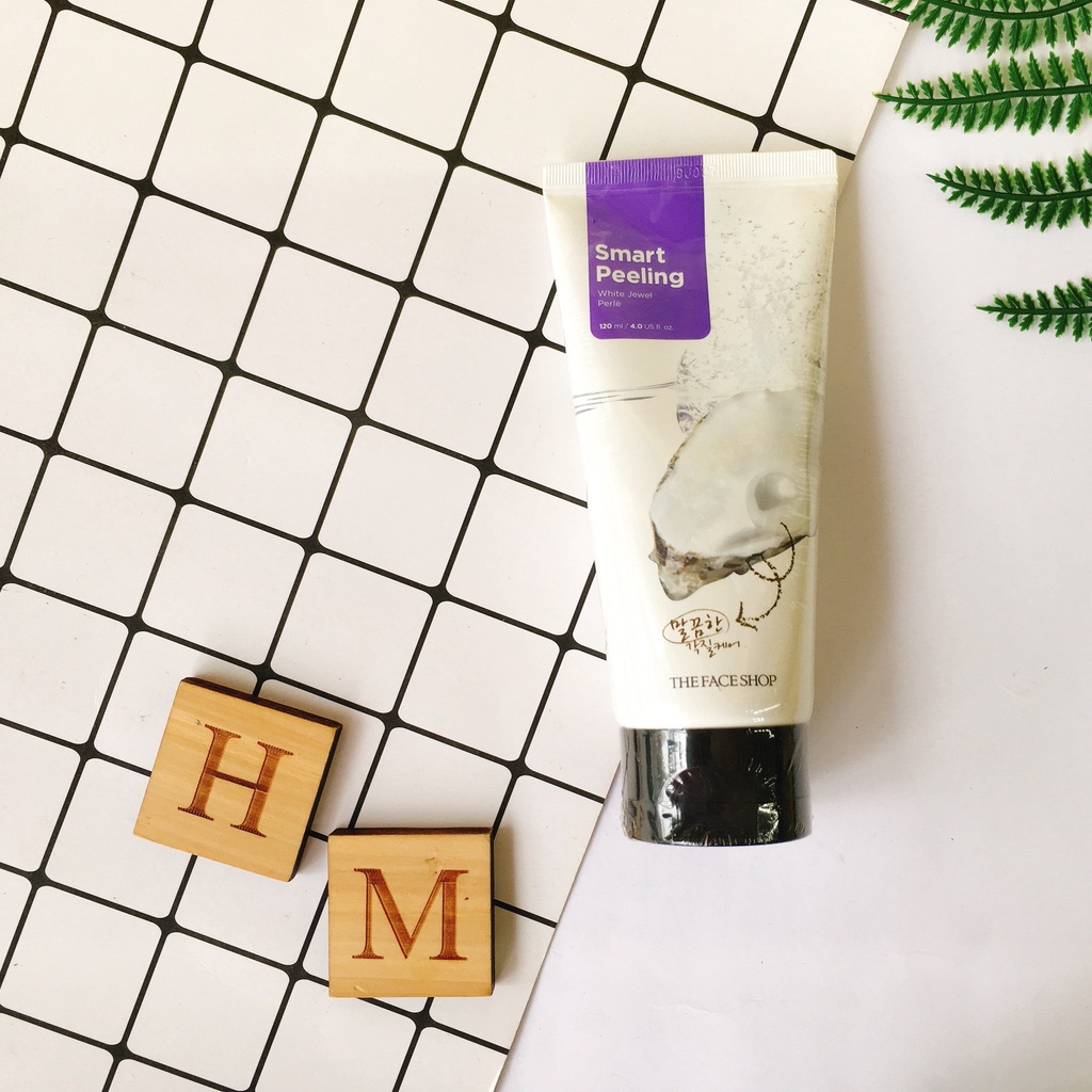 Tẩy tế bào chết mặt The Face Shop ngọc trai Hàn Quốc Smart Peeling White Jewel 120ml trắng da da chết