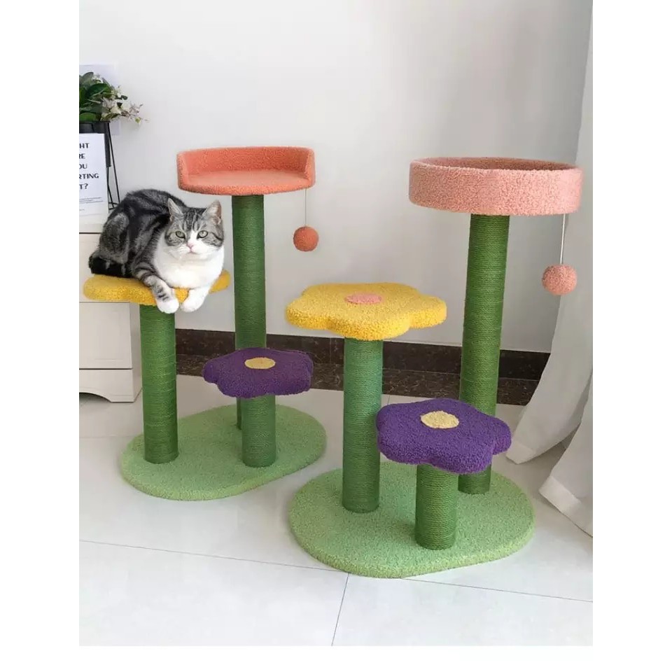 Cattree cho mèo Trụ cào móng. Nhà cây leo trèo hoa lá cành cute. Đa Năng - Tiện Nghi - To Bền, Chắc Chắn