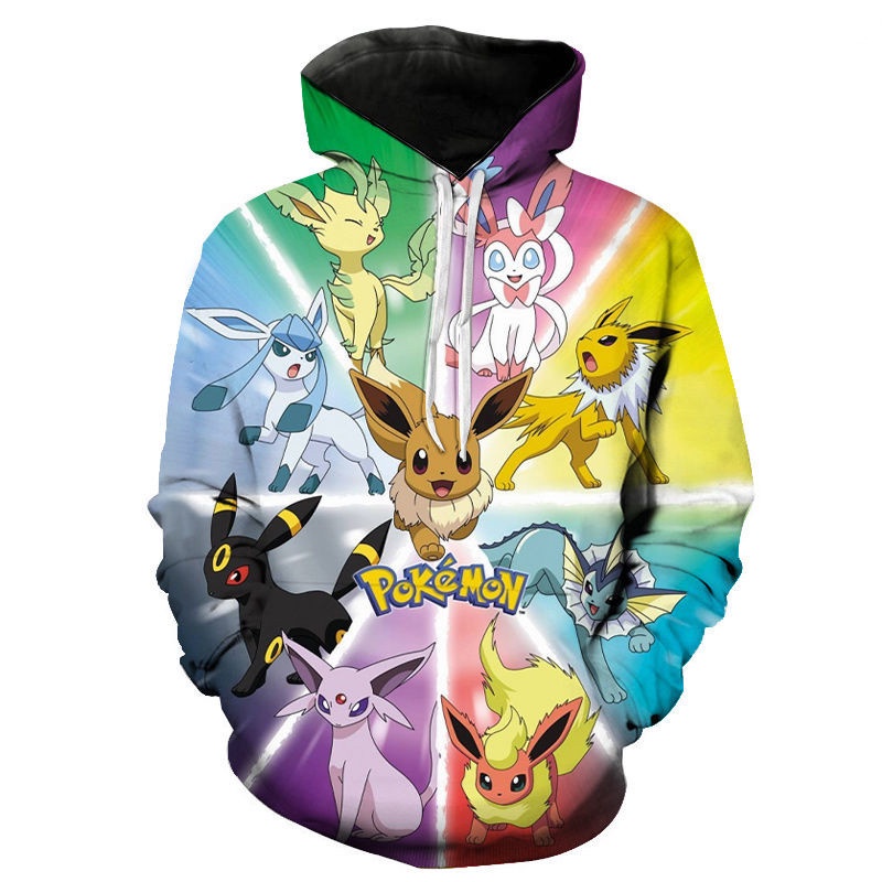 Áo Hoodie Thể Thao Tay Dài In Hình Pokemon 3d Thời Trang Thu Đông 2022