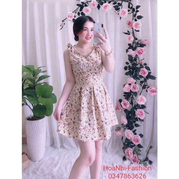 Đầm nữ nơ vai có quần đùi trong chất lụa 100D siêu mịn siêu mát