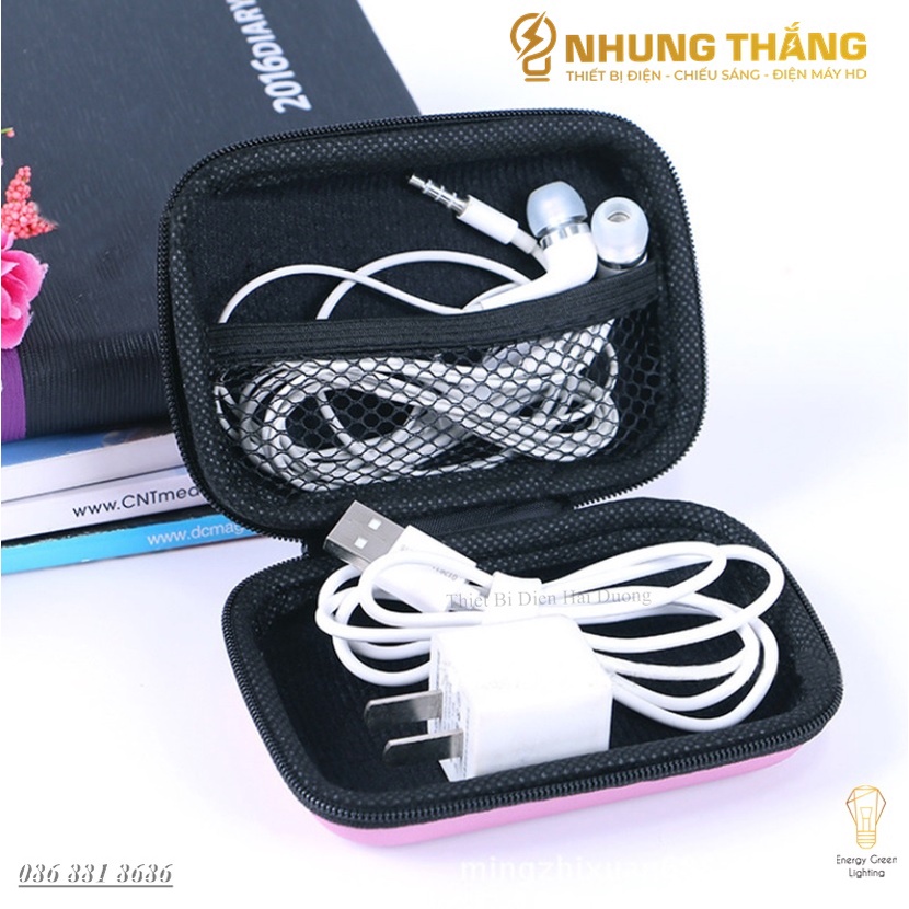 Túi Lưu Trữ Phụ Kiện Bảo Vệ Ổ Cứng Di Động , Dây Cáp USB ,  Tai Nghe - Có Dây Khóa Kéo Tiện Lợi - Nhiều Màu sắc Lựa Chọn