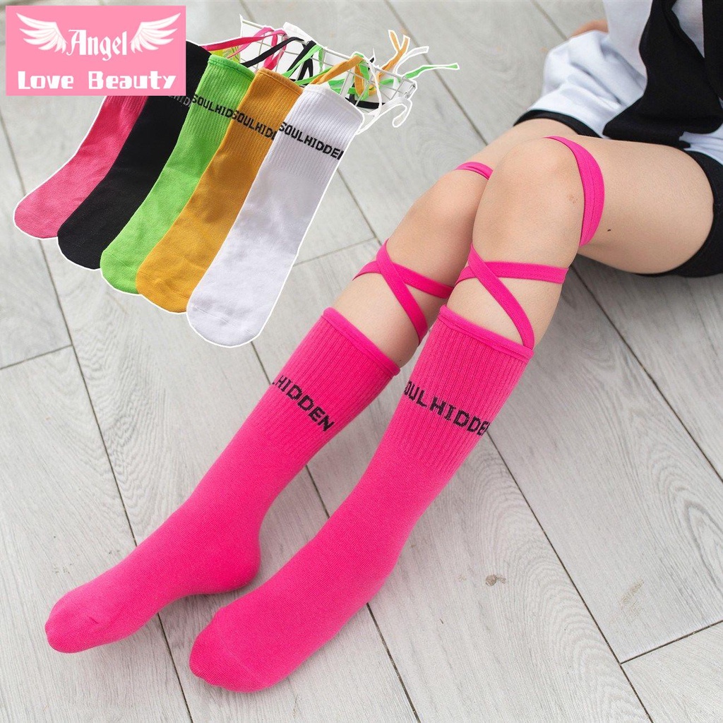 Vớ Cao Ngang Bắp Chân Cột Dây Thời Trang Cho Bé Gái 3-8 Tuổi