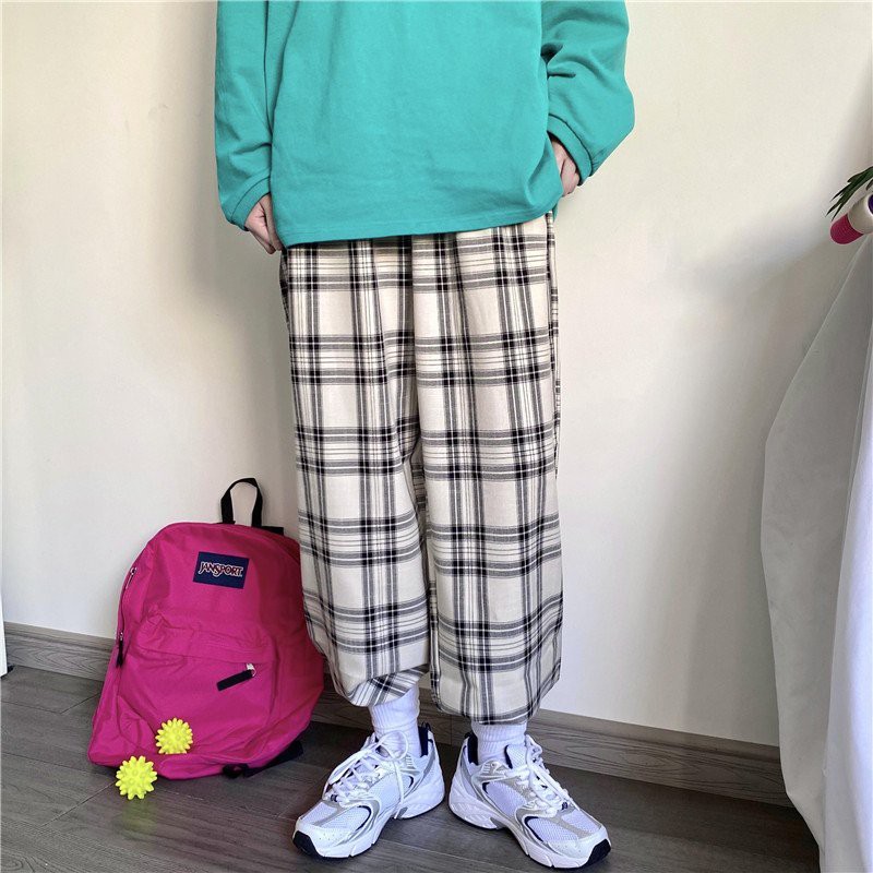 Quần Kẻ Caro Phong Cách Mới ♥️ Quần Kẻ Caro Ống Rộng Ulzzang Hàn Quốc | BigBuy360 - bigbuy360.vn