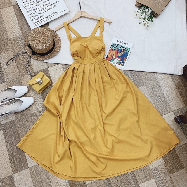 ĐẦM MAXI VÀNG HỞ LƯNG | BigBuy360 - bigbuy360.vn