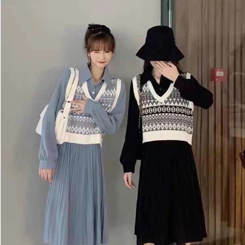 Áo dệt kim sát nách phong cách xuân thu Pháp trẻ trung cá tính