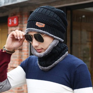 Combo Mũ len có khăn lót lông cao cấp cho Nam Nữ kiểu dáng mũ viền lông Hàn Quốc