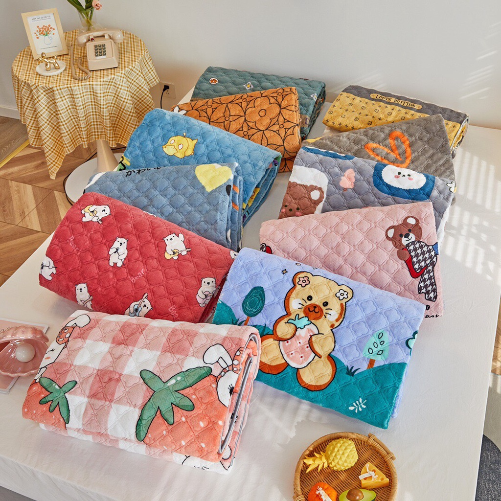 THẢM NỈ TUYẾT SỮA KHÁNG KHUẨN BEAR 3 IN 1, THẢM NỈ ĐA NĂNG CÓ CHUN CÀI 4 GÓC