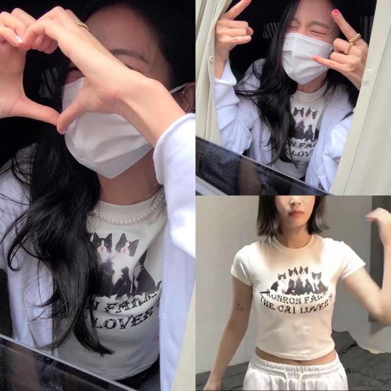 Áo croptop Puppy & Cat giống Jisoo và Rosé BLACKPINK, Wendy RED VELVET