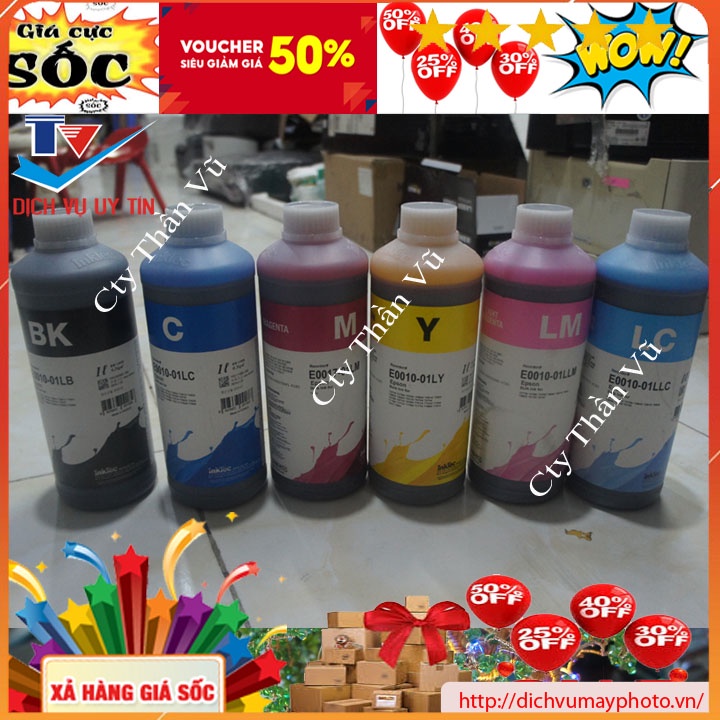 Mực inktec loại 1 lít in đẹp dùng cho máy in phun màu Epson Canon bao chất lượng