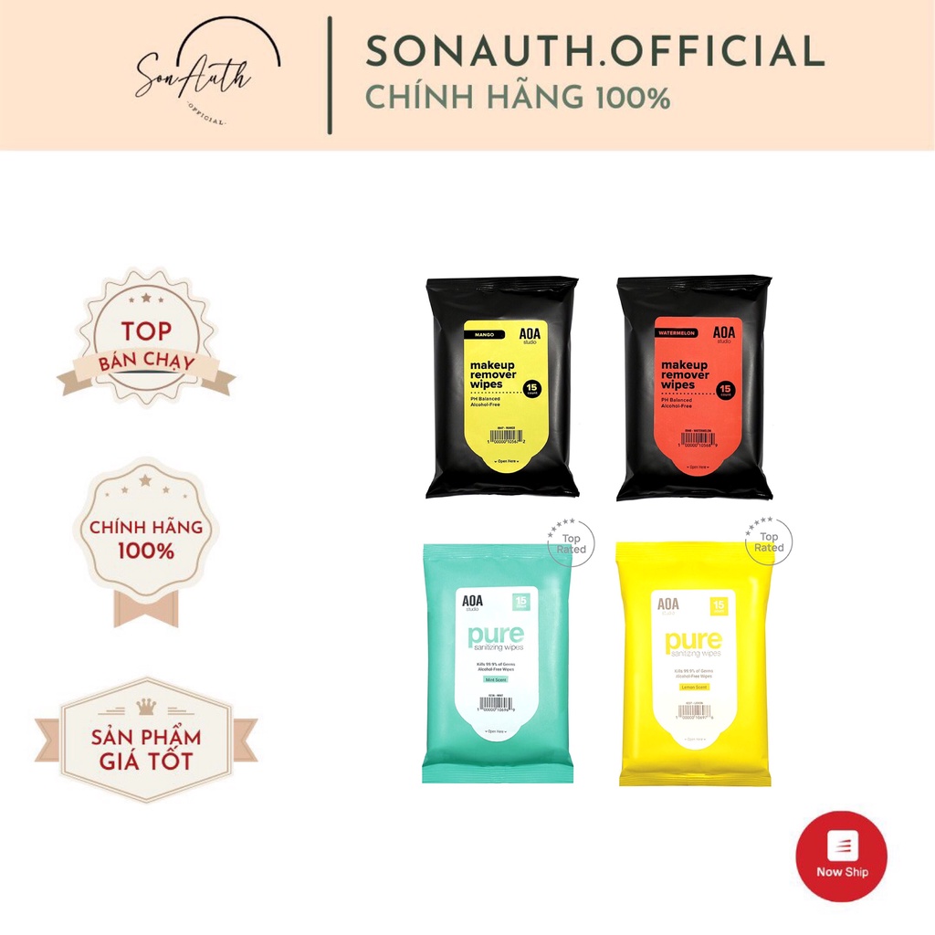 Khăn tẩy trang  AOA Pure Sanitizing Wipes