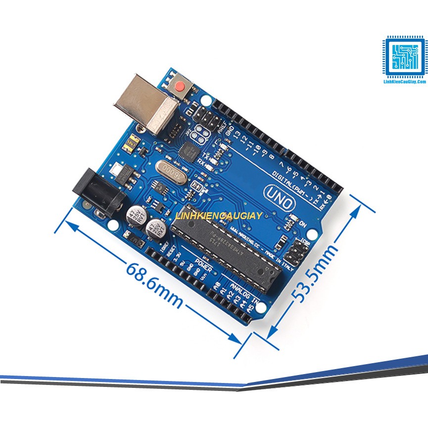 Arduino Uno R3 chip CHÂN CẮM (kèm cáp)