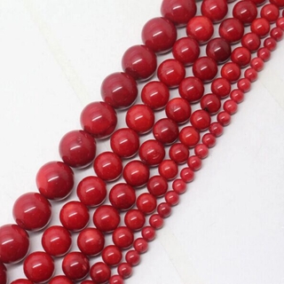 Hạt xâu chuỗi màu đỏ san hô tự nhiên 4mm 6mm 8mm 10mm 15.5 "