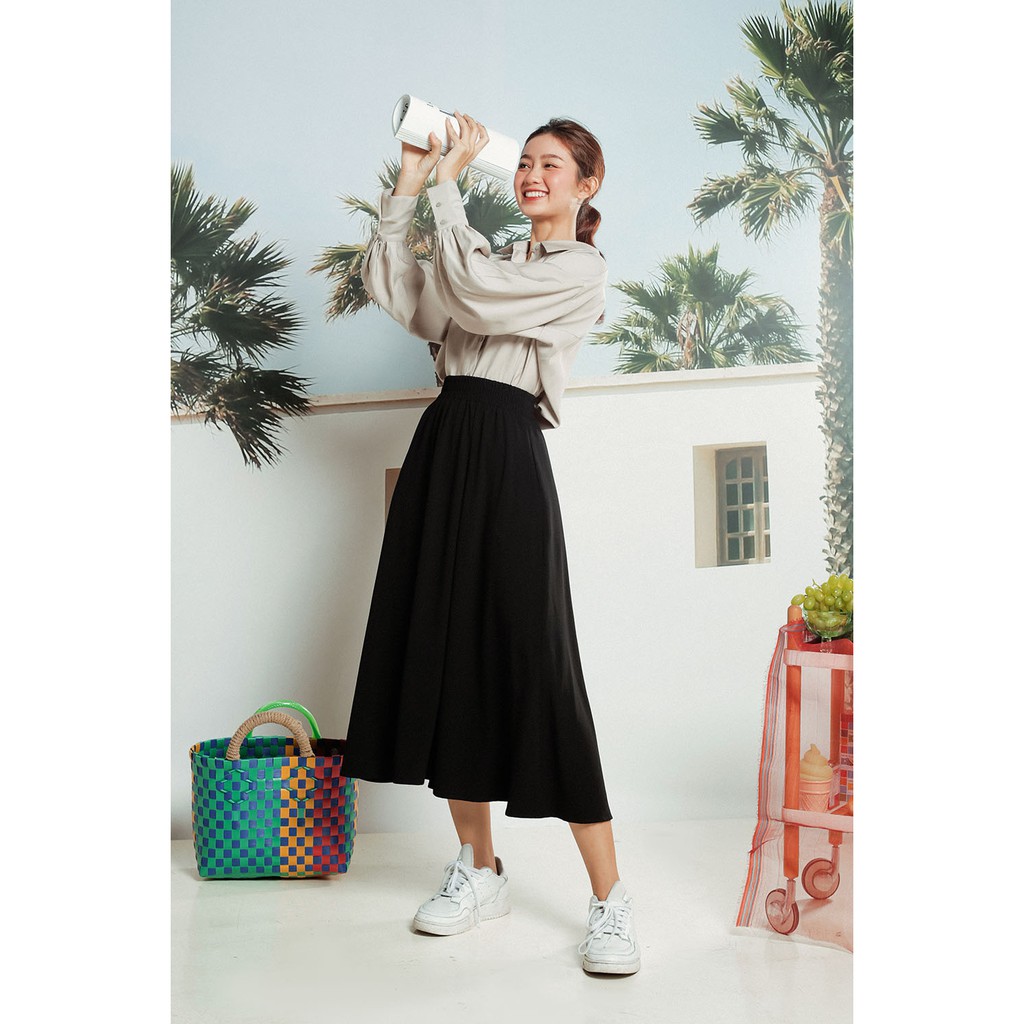 DOTTIE - Chân váy dài dáng xòe nữ đen S0050 | BigBuy360 - bigbuy360.vn