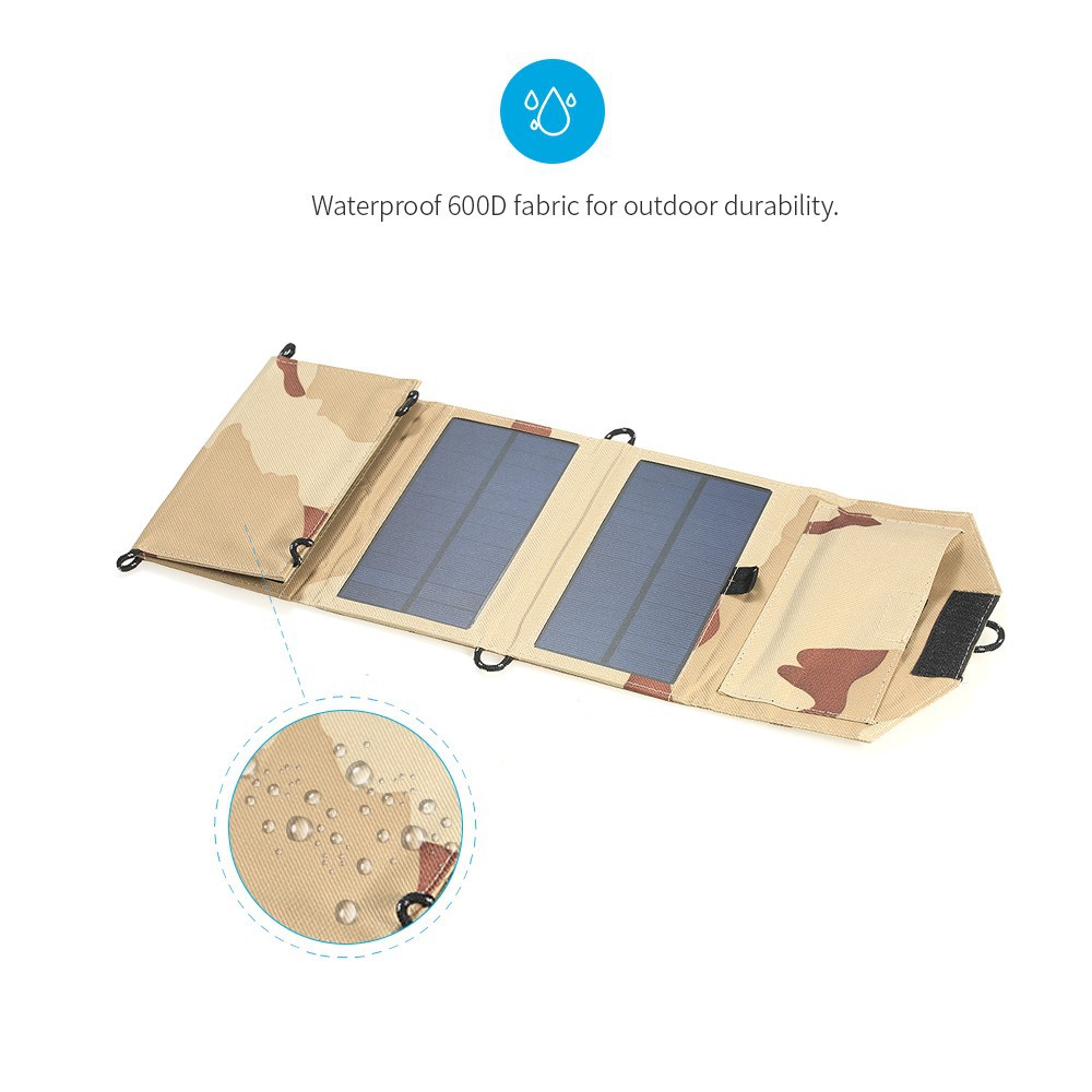 7W USB Solar Panel Folding Power Bank Outdoor Hike Camping Battery Charger