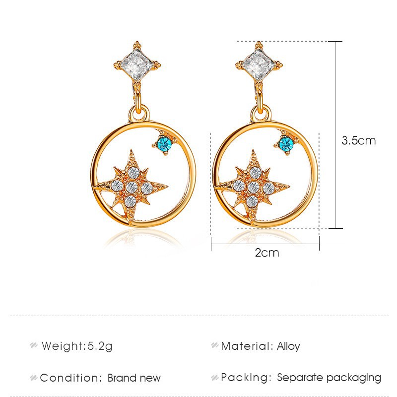 Đôi Bông Tai Hình Bát Giác Đính Đá Thời Trang Cho Nữ