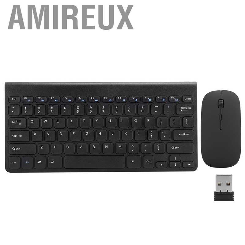 Amireux Wireless Keyboard Mouse Set Combo Black USB Receiver for Laptop Desktop Computer