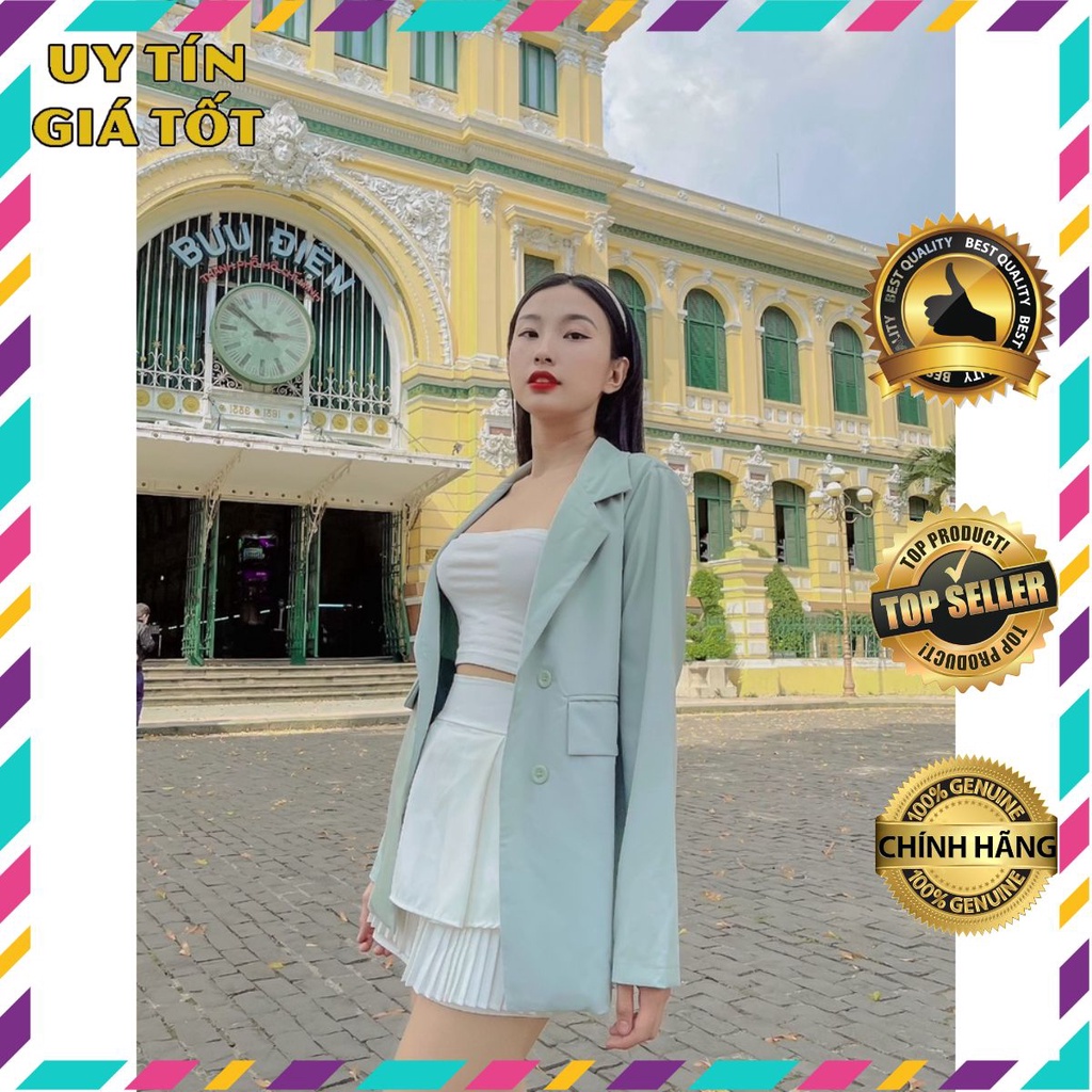 Áo khoác vest blazer nữ phong cách hàn quốc 2 túi dán chất cao cấp - ảnh thật mẫu Shop chụp
