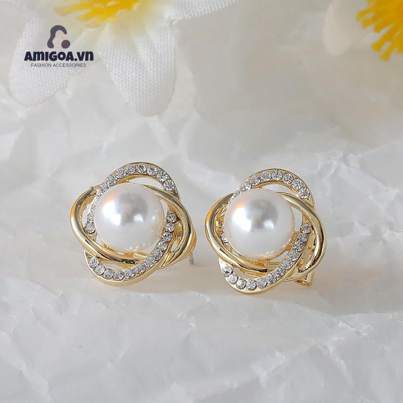 ✨✨Bông tai mạ bạc 925 đính ngọc trai phong cách Hàn Quốc thanh lịch cho nữ