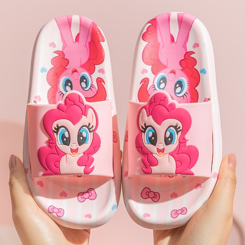Dép quai ngang little Pony kẻ sọc cho bé gái, dép lê ngựa pony xinh đẹp chống trượt Tulastore