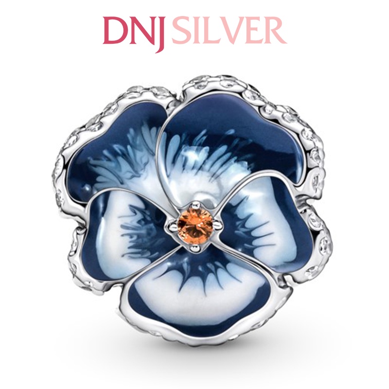 [Hàng cao cấp] Charm bạc 925 cao cấp, hàng chuẩn bạc - Charm Blue Pansy Flower thích hợp để mix vòng tay charm - DN057