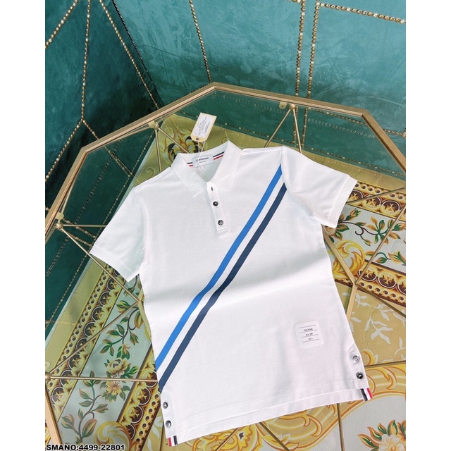 Áo Polo Nam Thom Kẻ Xanh Siêu Đẹp - Áo Thun Nam Thom Kẻ Chéo Hot Hit 2022