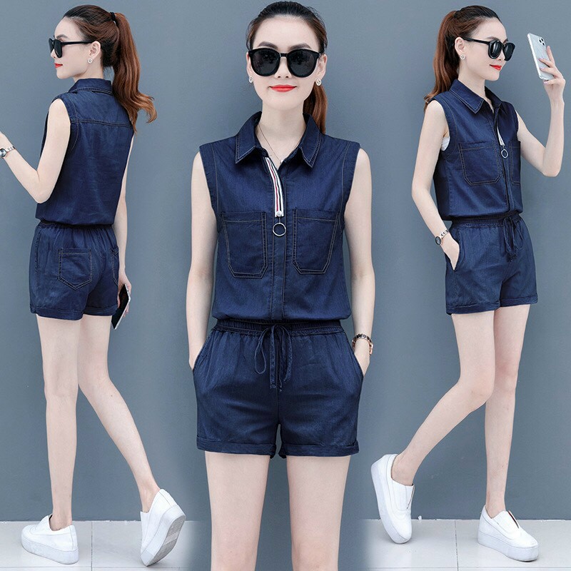 [TRỢ GIÁ] Set Bộ Denim Quần Short Áo Sát Nách