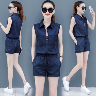 Set bộ denim quần short áo sát nách