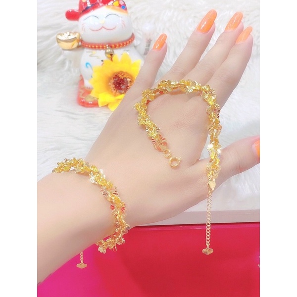 Lắc tay nữ đuôi phụng kiểu xoắn dát vàng 24 cao cấp mẫu mới về