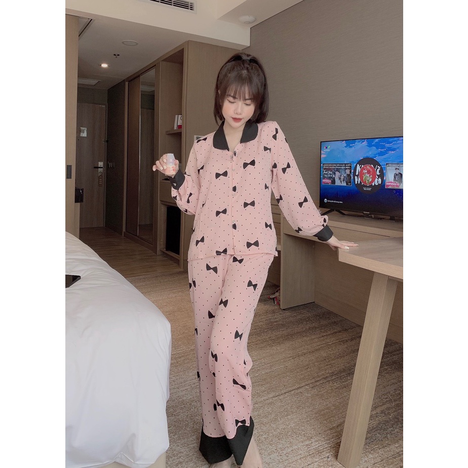 Bộ ngủ Pijama cổ sen tròn, đồ bộ mặc nhà dài họa tiết chất liệu lụa mago freesize | BigBuy360 - bigbuy360.vn