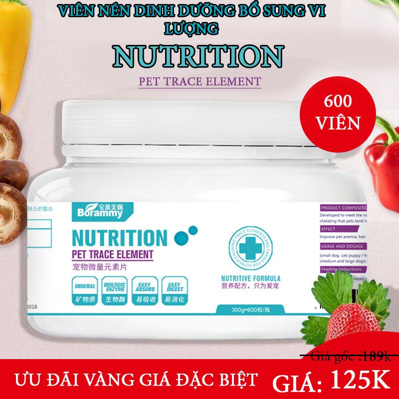 Hộp 600 viên nén dinh dưỡng vi lượng cho chó mèo NUTRITION bổ sung vitamin và  điều hòa đường tiêu hoá , dạ dày.